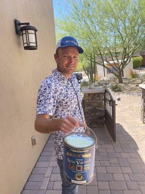 George with the Man O' War Varnish