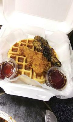 Chicken and Waffles whether it's jerk or fried Do It