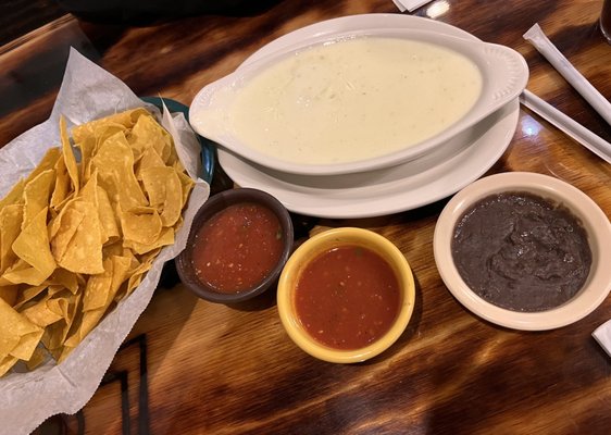 Cheese Dip, Bean Dip and Salsa