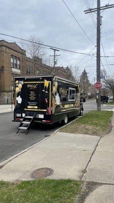 Nail truck parked for a manicure and pedicure visit.