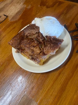 Peach cobbler with ice cream!