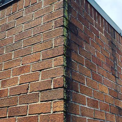 Brick wall power washing