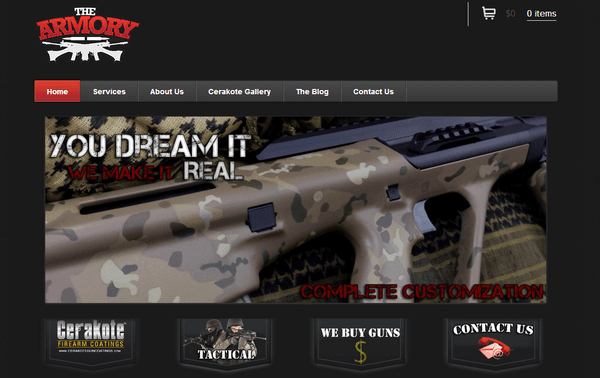 Responsive Gunshop Web design.