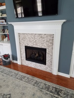 Vent free gas fireplace insert and stone work we did.