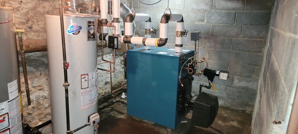 Oil steam boiler installation