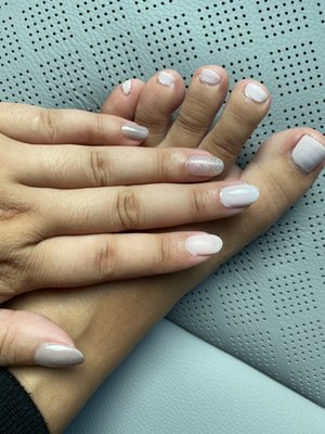 Gel mani, reg pedi $55