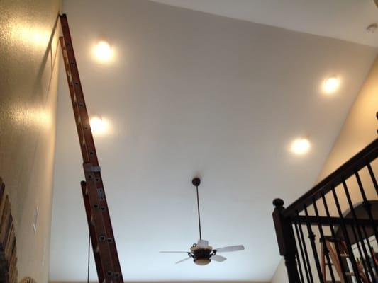 After Adding recessed lights to tall ceiling