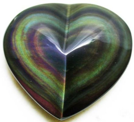 Rainbow obsidian heart