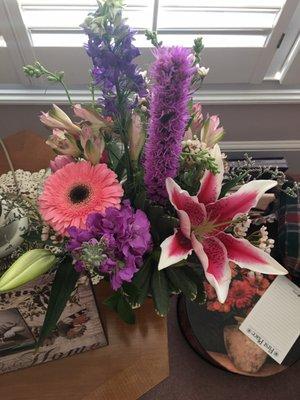 A $35 bouquet of pinks and purples! Very beautiful!