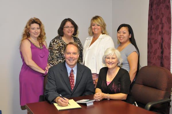 From back left to front right, Rose, Susan, Leigh, Hannah, Jim Ellis and Anna Fink.