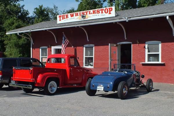 Hot Rods and Motorcycles, Young and Old, everyone has a blast at "The Whistle Stop Restaurant" !!