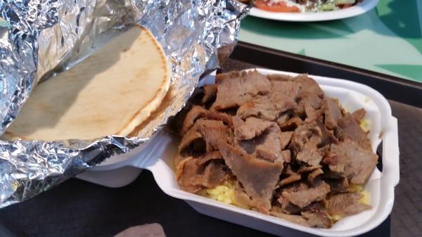 Side of meat, rice pilaf, pita bread - less than $5!