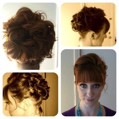 Barrel curls, lots of bobby pins and hairspray created this beautiful bridesmaid updo!