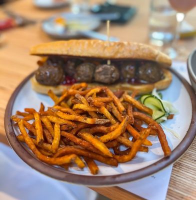 Swedish meatball sub and fries