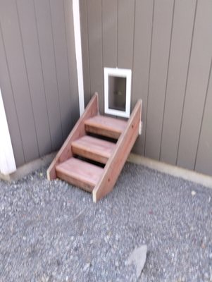 Install a dog door and build stairs for the customers husky, another satisfied customer!