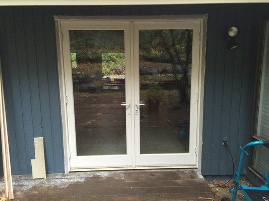 Integrity by Marvin: fiberglass outswing French doors.