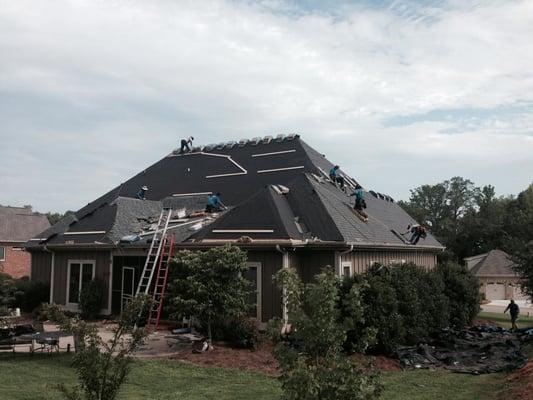 Another beautiful home, replacement underway! For a FREE hail damage assessment, call: 803-369-3530.