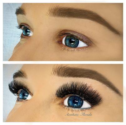 Mega volume eyelash extensions.