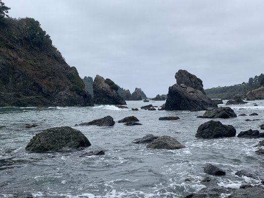 The rocks throughout the ocean at Baker Beach