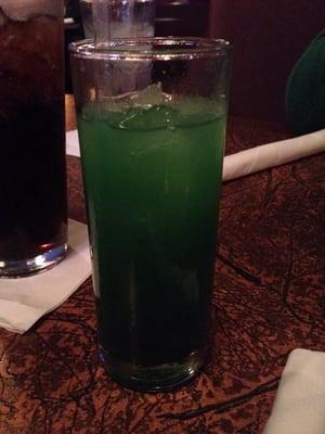 I think it's called "Hurricane something something" but I called it the "Blue Lagoon" because it has Pineapple, Malibu.