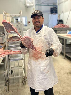 Tomahawk Steaks getting ready to be wrapped !