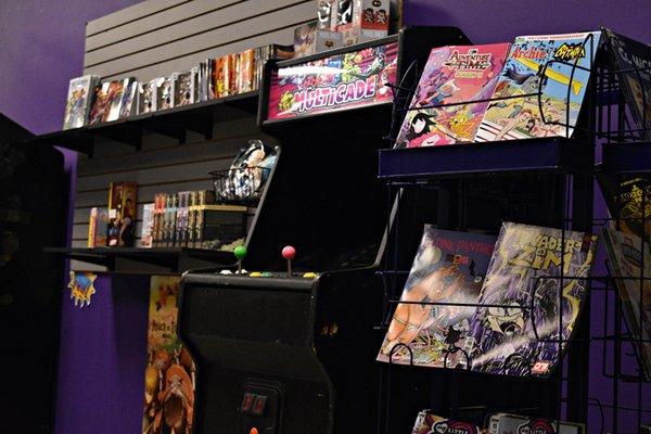 From the web: Their arcade cabinet anbd manga section and some comics.