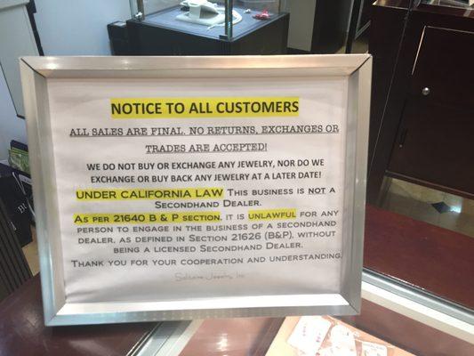 Notice to customers