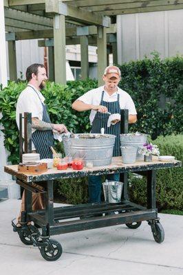 Oysters for cocktail hour at a reception