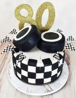 80th birthday cake for racer fan