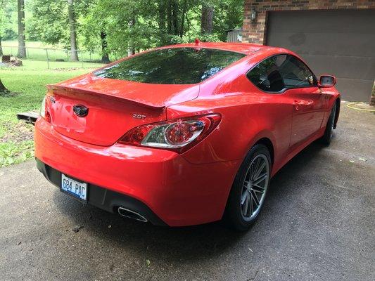 Todd is a great customer and asked us to polish up his daughter's Hyundai Genesis while home for the summer from UK.