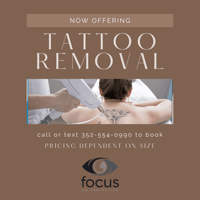 Now offering Tattoo Removal. Our laser makes saying goodbye that much faster, less painless, effective, and easier.