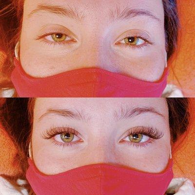 Before and after of classic lashes