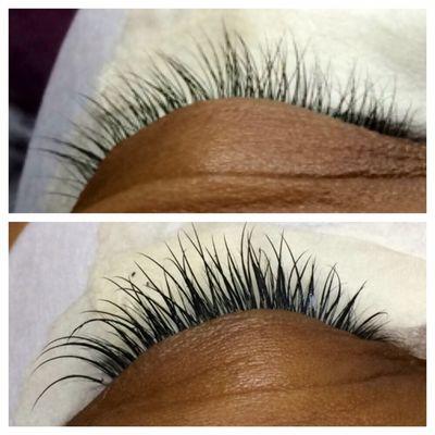 Client did not want a full set.  Before and after lash extensions!!