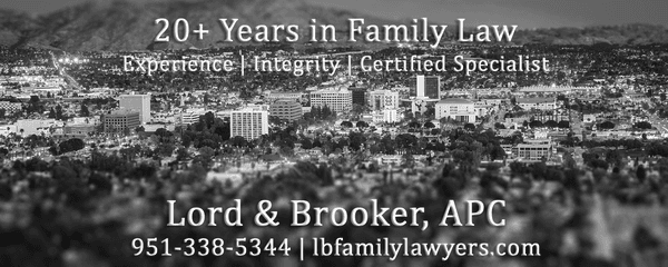 Black and White photo of downtown Riverside from Mt. Rubidoux, with company tag line and contact info overlayed.