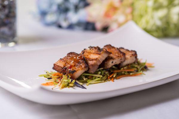 Maple roasted pork belly w/broccoli slaw