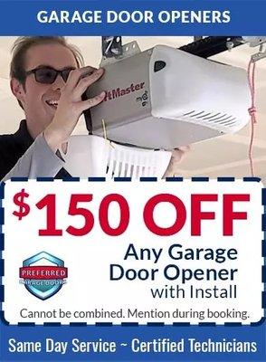 $150 Off New Garage Door Openers