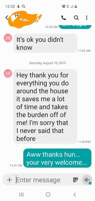 A text message from a cleaning client