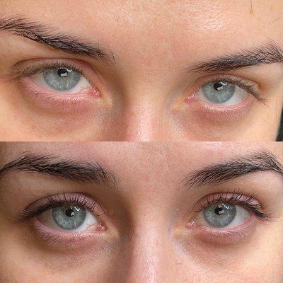 Eyelash lift and tint