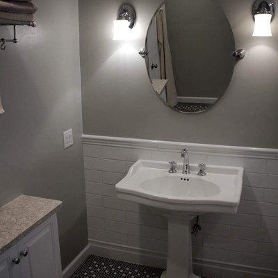 Penny tile bathroom remodel in Sylvania.