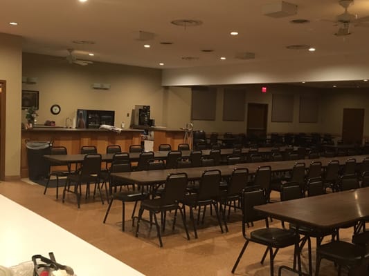 Dining hall with bar and kitchen