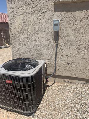 condenser unit install brand, new electrical, whip, and disconnect