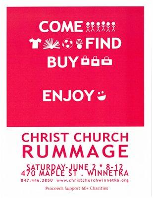 Summer Sale - Saturday, June 2, 2018 8AM - 12Noon shop with purpose You shop. Christ Church Winnetka gives.  We give back to the earth by