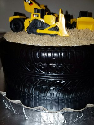 Birthday Diggerland theme tire cake