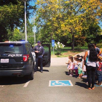 A visit from our friends the police officers who let us explore their vehicles!