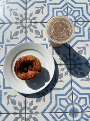 Chocolate twist and iced chai with oat milk