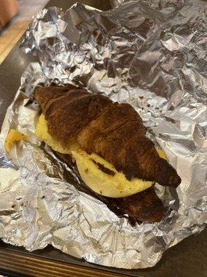 Croissant with egg and cheese