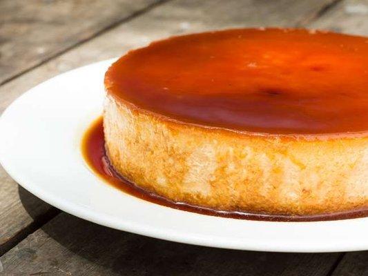 Flan de Queso: Rich creamy baked cheese custard shimmering sugar caramel sauce