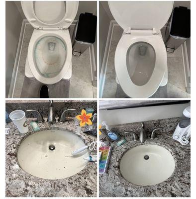 Before/after - sink and toilet