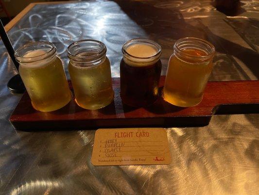 Flight- Honey, pumpkin, maple and Gose