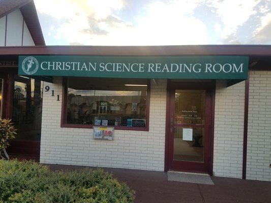 Christian Science Reading Room. All are welcome to come in & read the Bible, Science & Health, Mary Baker Eddy, Jornals, Sentinels and more.